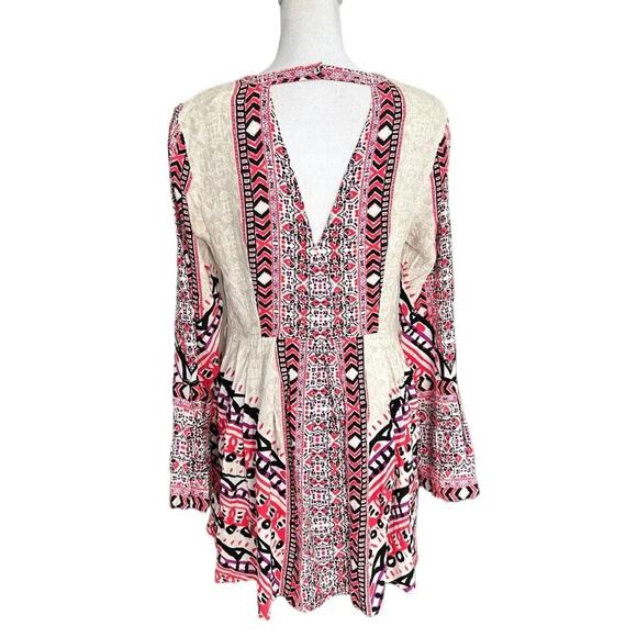 NWT Free People Tegan Boarder Printed Mini Dress in Ivory Combo - Picture 9 of 12